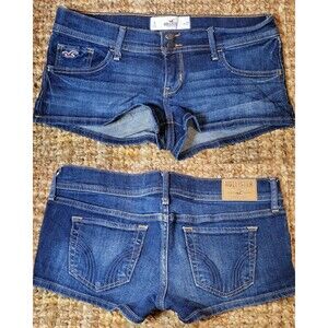 VTG Hollister Ultra Low Rise Micro Mini Shorts Jean Denim SoCal Stretch Y2K 5 27